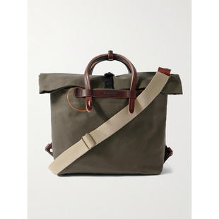 BLEU DE CHAUFFE 男士 斜挎包 Woody 商务皮革饰边帆布邮差包