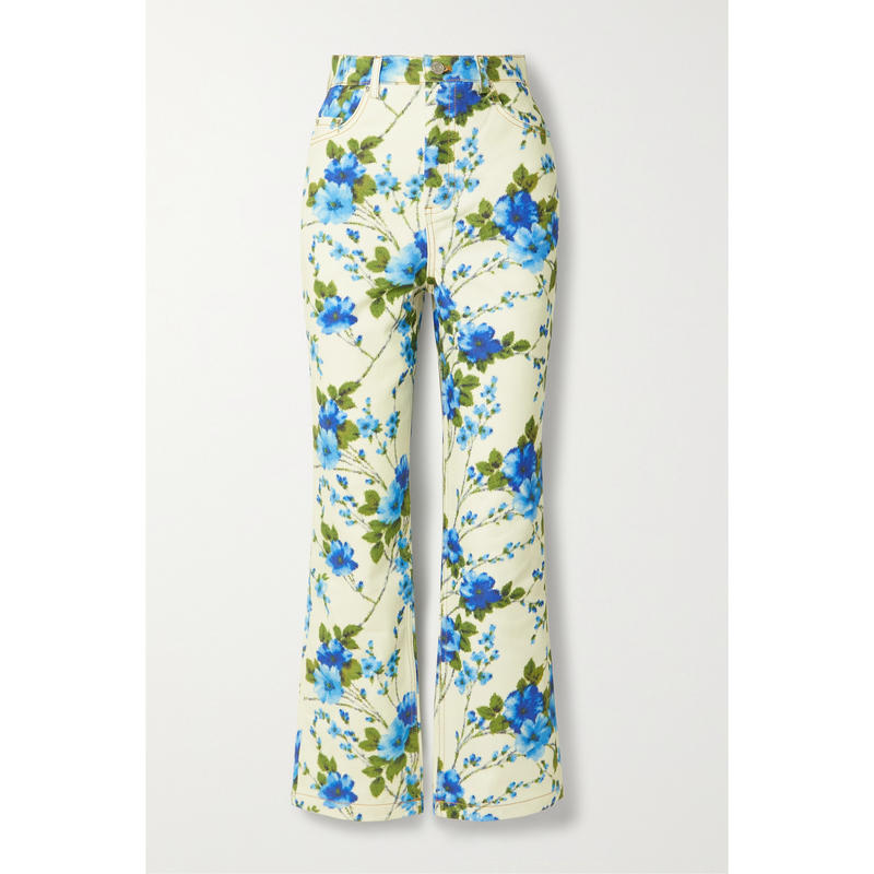 Richard Quinn 女士 牛仔长裤 花卉印花高腰直筒牛仔裤