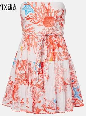 Poupette St Barth 女款Christine 印花棉质迷你连衣裙 迷衣时尚