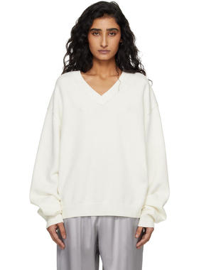 SKIMS 女士 上衣 白色 Sweater Knits Pullover V-Neck 针织衫