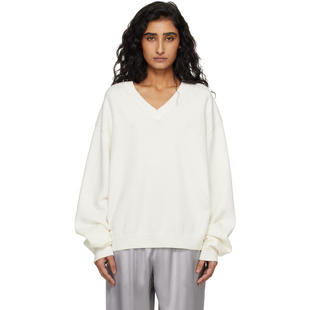 SKIMS 女士 上衣 白色 Sweater Knits Pullover V-Neck 针织衫
