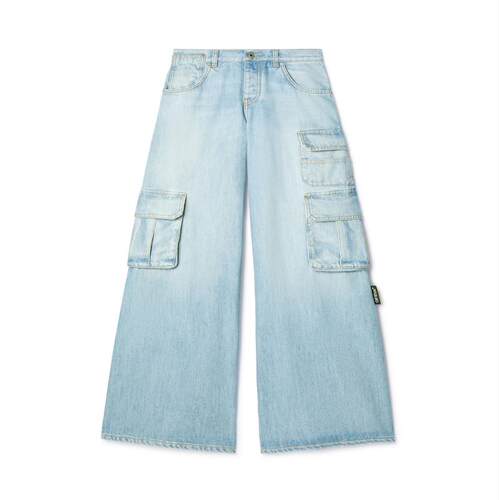 Off-White 女士 SS25 牛仔长裤 蓝色 Wide-Leg 牛仔裤