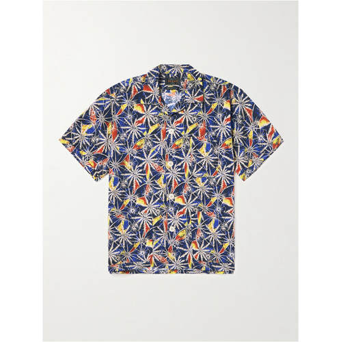 Beams 男士 FW23 衬衫 Camp-Collar 印花薄纱