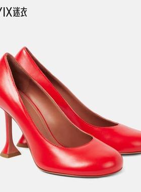 Amina Muaddi 女款Iris 95 皮质浅口鞋 迷衣时尚