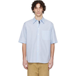 AURALEE 男士 衬衫 蓝色 Suvin High Count Cloth Stripe
