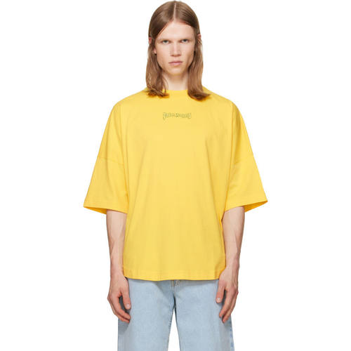 Palm Angels 棕榈天使 男士 T恤 黄色 Outline Logo Over