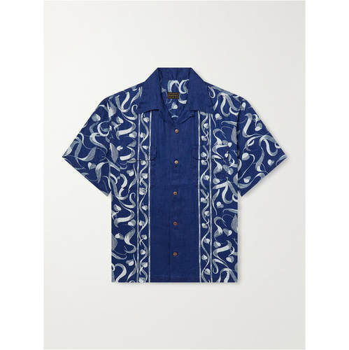 kapital 男士 FW26 衬衫 Okura Camp-Collar 印花亚麻