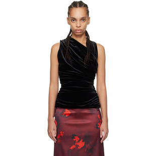 黑色 上衣 Velvet Ruched Ganni 上装 女士
