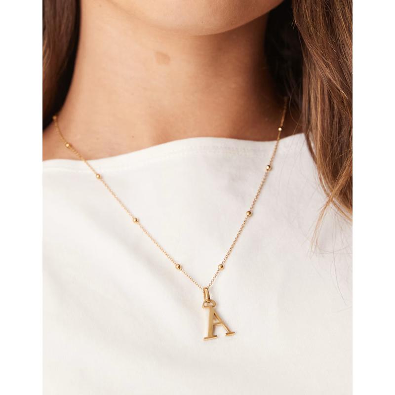 Abbott Lyon 女士 项链/吊坠 A 字母镀金防水不锈钢项链(18k)