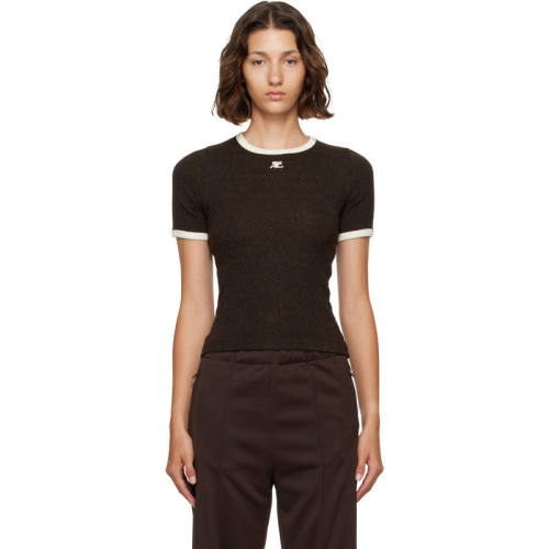 Courrèges 古未界 女士 T恤 棕色 Heather Contrast