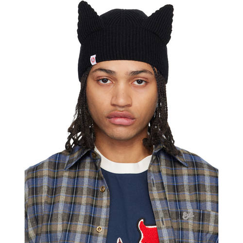 Charles Jeffrey Loverboy 男士 毛线帽 黑色 Ears Rib