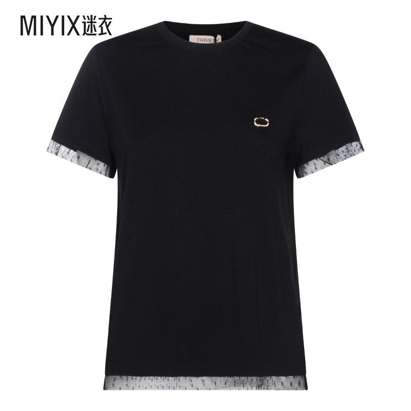 [秋冬新品]TWINSET 女款黑色棉质T恤 迷衣时尚