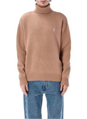 Sporty  Rich 男士 FW25 毛衣 Rich 运动羊毛驼色高领上衣
