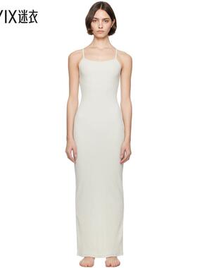 SKIMS 女款绿色 Cotton Rib Long Cami 连衣裙  迷衣时尚
