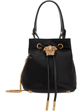 Versace 女士 SS26 托特包 黑色迷你 La Medusa Satin 水桶包