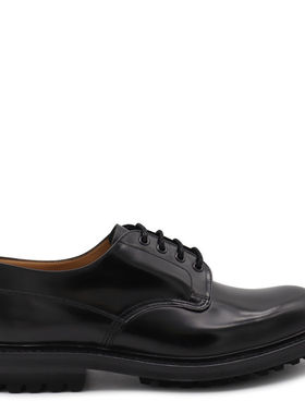 Church's 男士 FW25 休闲皮鞋 NEIL 黑色皮质绑带鞋