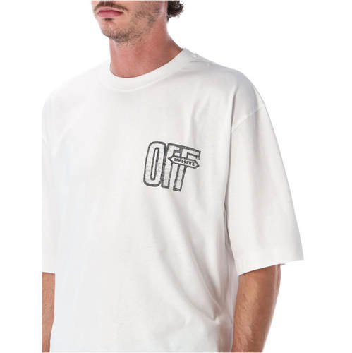 Off-White 男士 FW26 T恤 Motion skate 箭号(米白色)