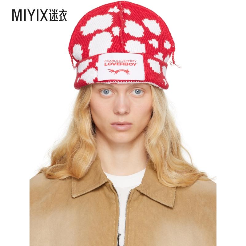 Charles Jeffrey Loverboy 女款红色 & 白色 Loverboy 毛线帽 迷