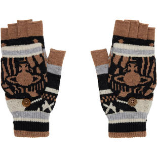 Vivienne Westwood西太后 女士 手套 驼色  黑色露指手套