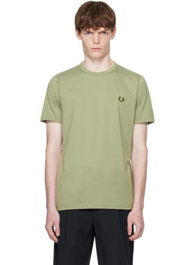 Fred Perry 男士 T恤 绿色 Ringer T 恤