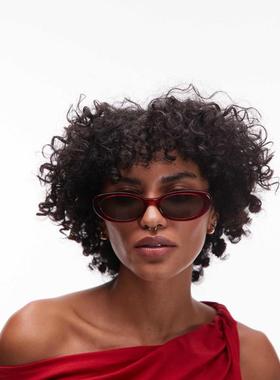 Topshop 女士 太阳镜 Premium Malta 圆形醋纤深红色太阳眼镜