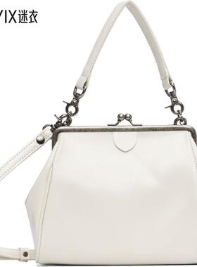 Y's 女款灰白色 Semi-Matte Leather Metal Clasp 单肩包 迷衣时