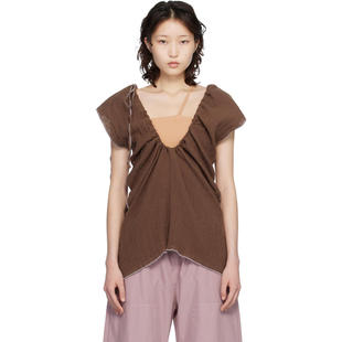 Baserange 女士 上衣 棕色 Crinkle Linen Max 上装