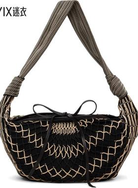 Lemaire 男款黑色 & 米色 Fortune Croissant Filt 单肩包 迷衣时