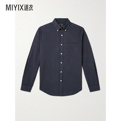 PORTUGUESE FLANNEL 男士Atlantico 修身领尖带扣式衣领棉质泡泡