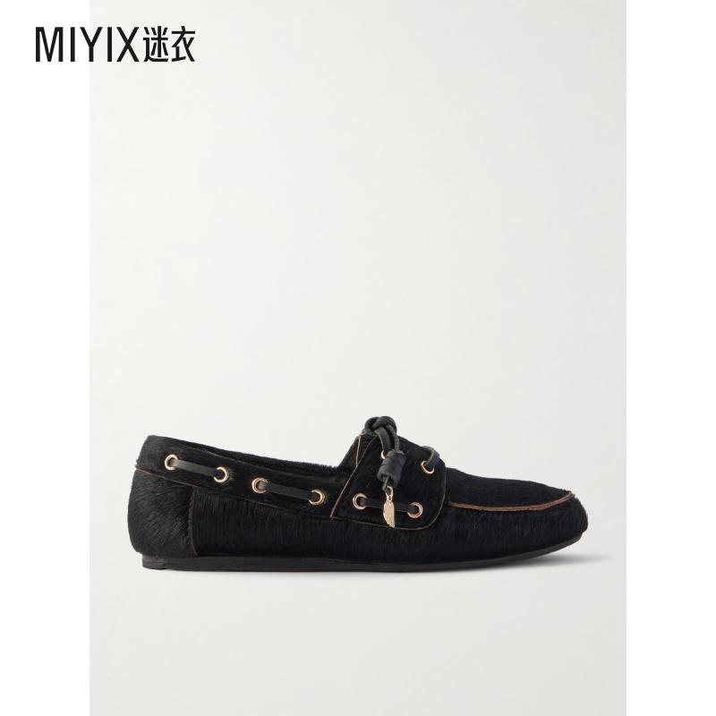 【秋冬新品】Ancient Greek Sandals 女款Pliaria 皮革边小马毛船