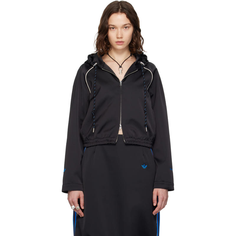 Wales Bonner 女士 卫衣 黑色 Adidas阿迪达斯三叶草 联名连帽衫