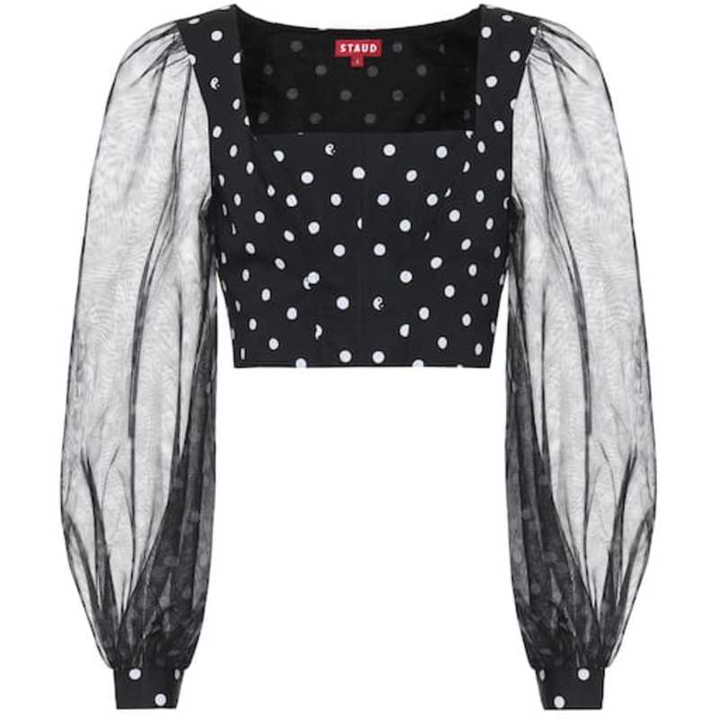 Staud 女士 上衣 玫瑰波尔卡圆点棉混纺上衣