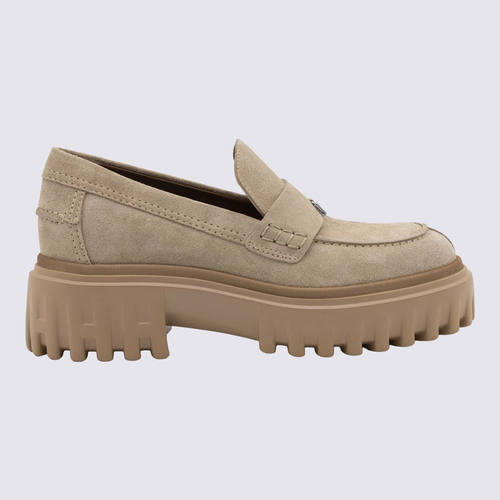 Hogan 霍根 女士 FW26 乐福鞋 浅褐色绒面革防水台