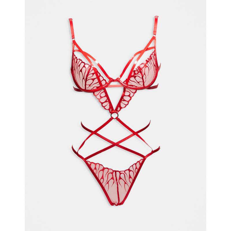 Ann Summers 女士 内衣 Flames Of Passion crotchless 红色上衣