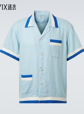 Bode 男款Seedling 条纹亚麻衬衫 迷衣时尚