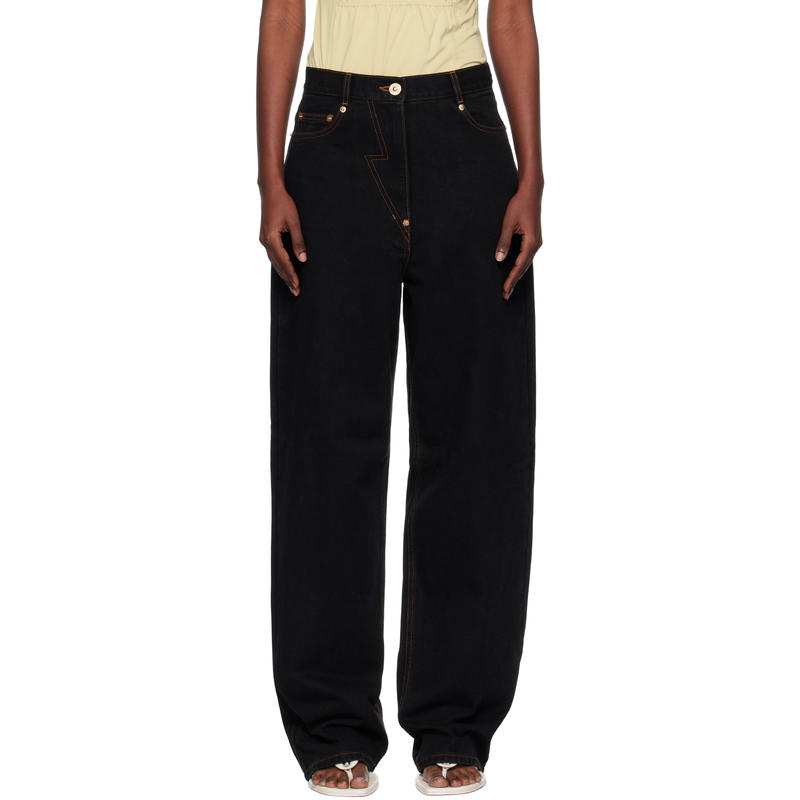 pushBUTTON 女士 牛仔长裤 黑色 Straight 牛仔裤