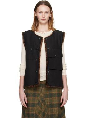 Andersson Bell 女士 背心 黑色 Collarless Pocket 马甲