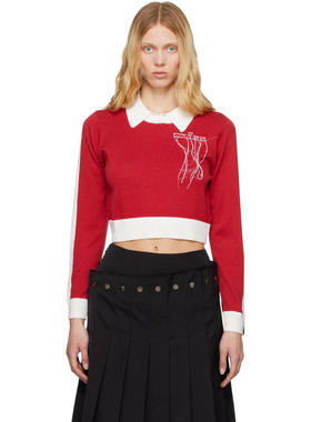 Rokh 女士 POLO衫 红色撞色 Polo 衫