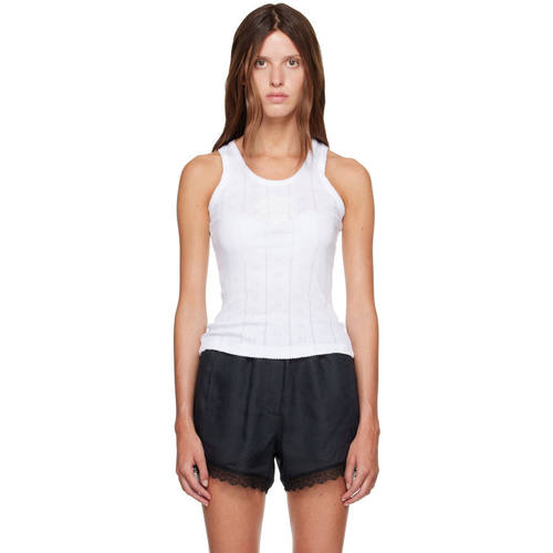 Ganni 甘尼 女士 背心 白色 Compact Pointelle Rib Jersey