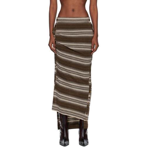 Miss Sixty 女士 超长裙 棕色 KNWLS 联名 Striped Knit 半身裙