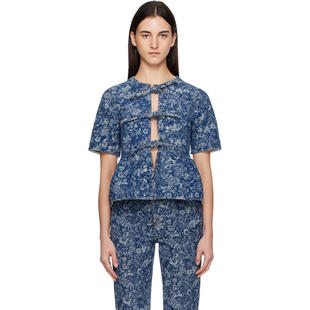 蓝色 上衣 Tapestry Peplum Ganni 上装 女士