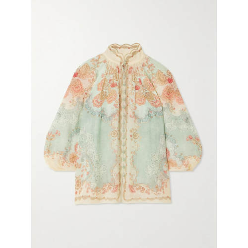 Zimmermann 女士 SS26 衬衫 Daylight 壁紙花卉薄荷襯衫