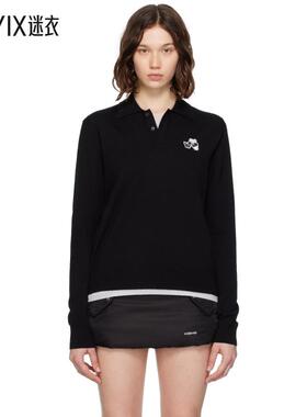 We11Done 女款黑色 Wool Patched Logo Polo 衫 迷衣时尚