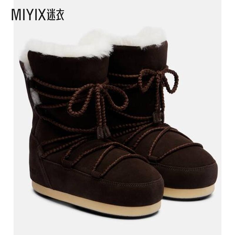 Moon Boot 女款EVX 皮毛内里绒面革雪地靴 迷衣时尚