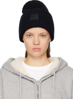 Acne Studios 女士 毛线帽 黑色 Large Face Logo 毛线帽