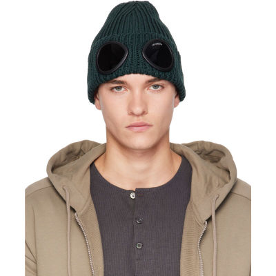 C.P. Company 男士 毛线帽 绿色 Extrafine Merino Wool Goggle