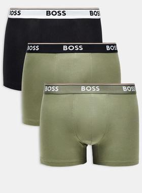 Boss Bodywear 男士 三角内裤 power 绿色黑色平角内裤(三件装)