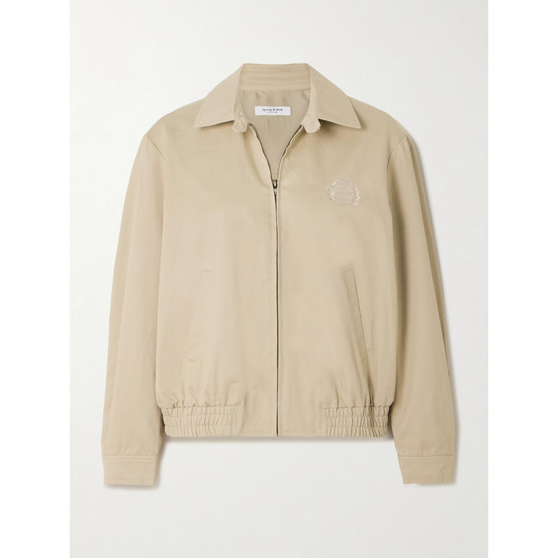 Sporty  Rich 女士 夹克 Prep HW 盾徽刺绣棉质斜纹布夹克