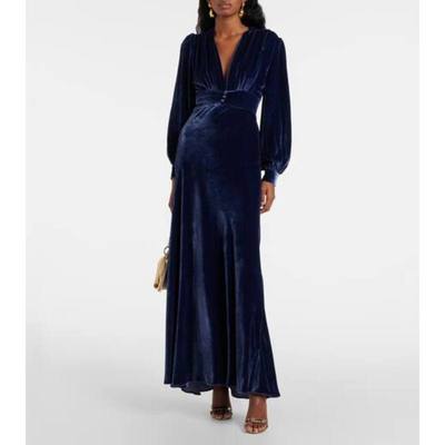 RIXO 女士 中长连衣裙 Emery 天鹅绒长款连衣裙