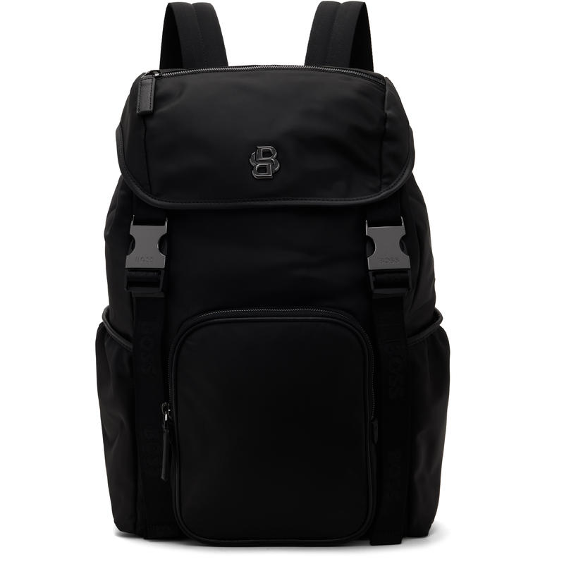 HUGO BOSS雨果博斯 男士 双肩包 黑色 Double B Monogram 双肩包